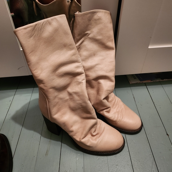 Free People Elle Block Heel Boot Cream 38 - Picture 2 of 8